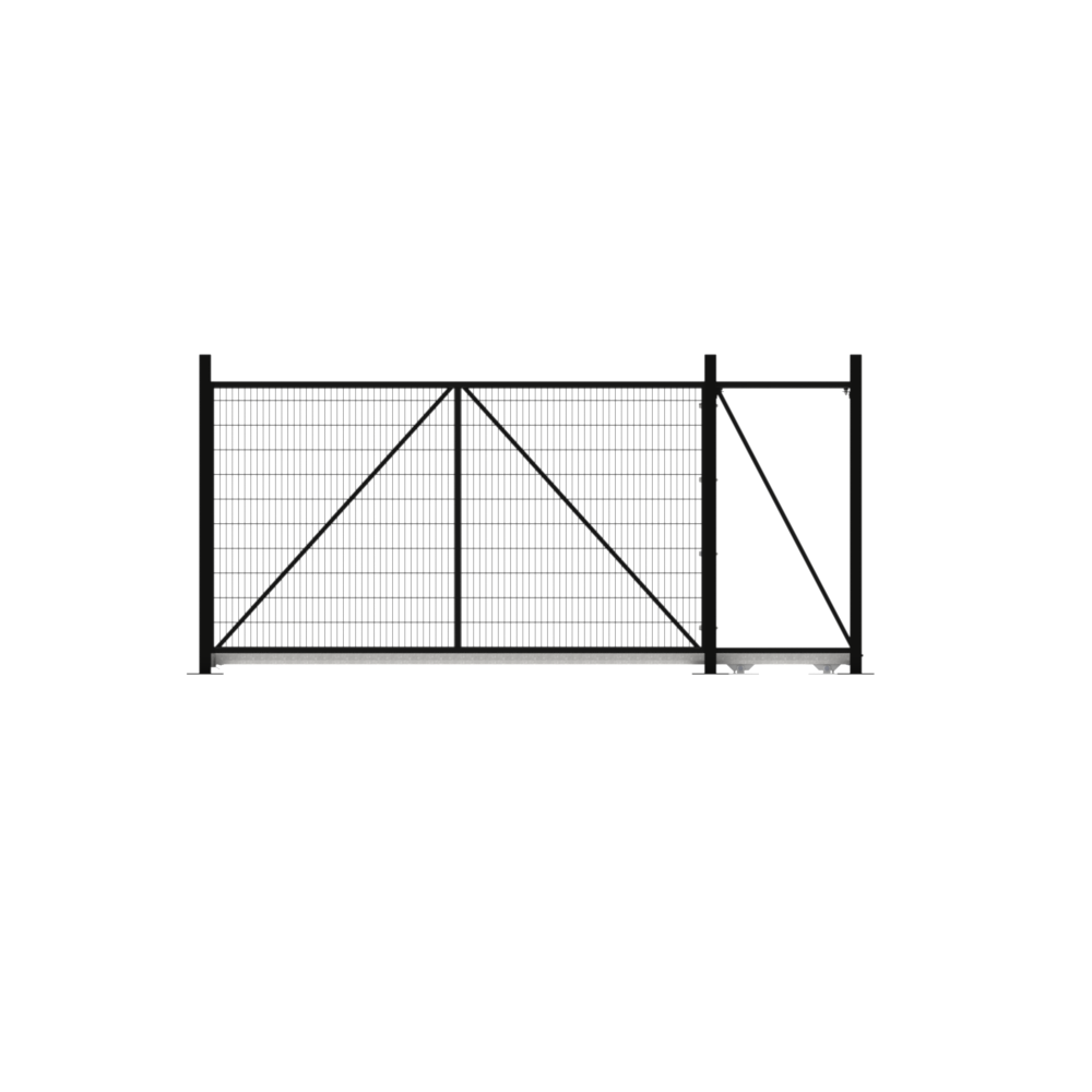 Cantilever Sliding Mesh Gate - 2.4H x 4mBlack With Track & Accessories - RH Open