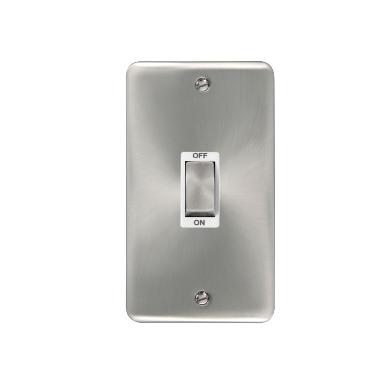 Click Deco Plus Vertical Cooker Switch Satin Chrome White Inserts