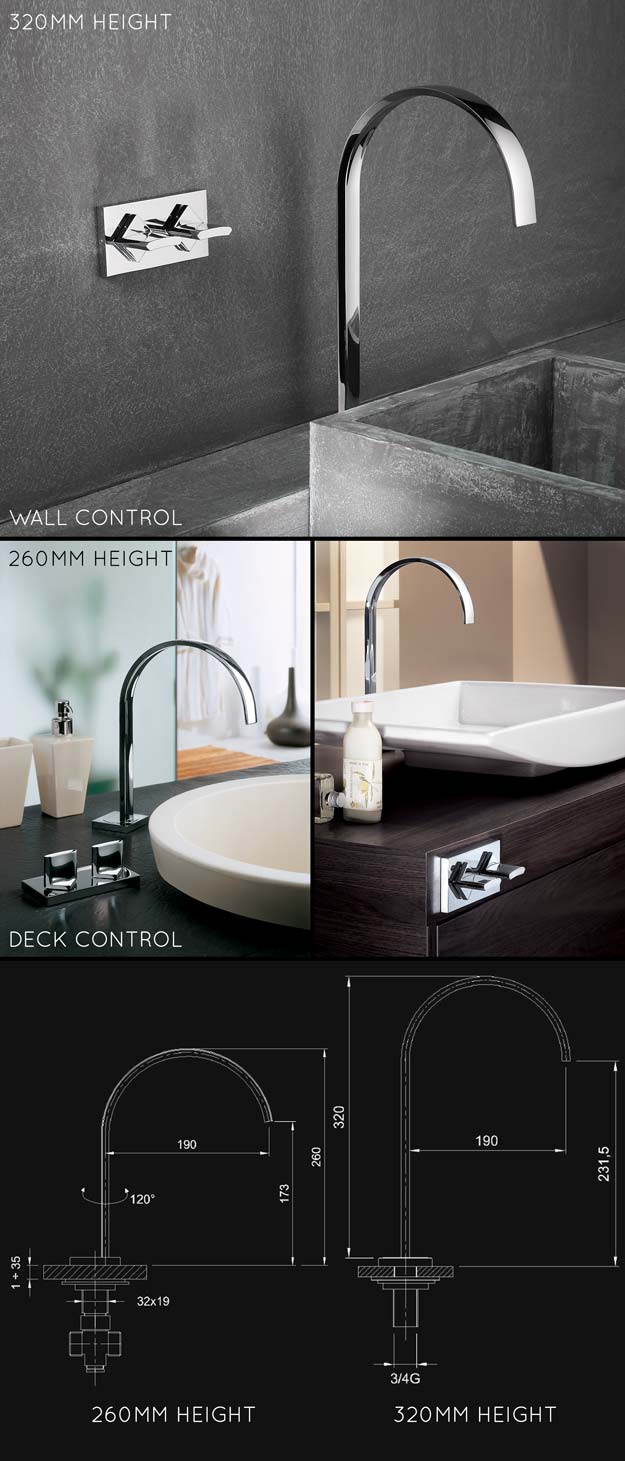 Torino Deck Mounted Basin or Bath Filler (42G)