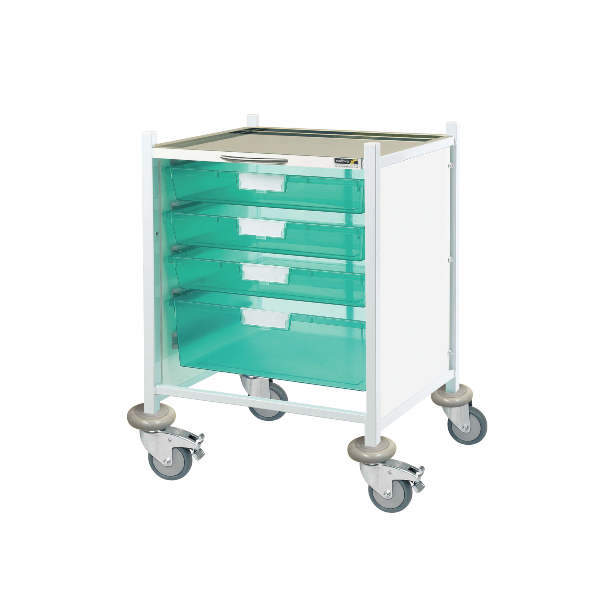 Vista 40 Clinical Trolley 3 Shallow and 1 Deep Tray - Green