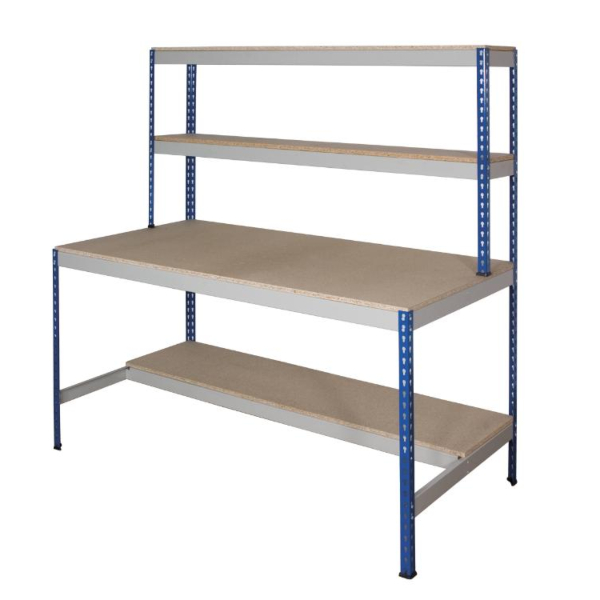 Rivet Workstation with Half Under Shelf - 1830 x 1830 x 915mm (HxWxD)