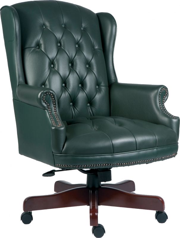 Traditional Chesterfield Leather Executive Chair - Burgundy or Green Option - CHAIRMAN Huddersfield