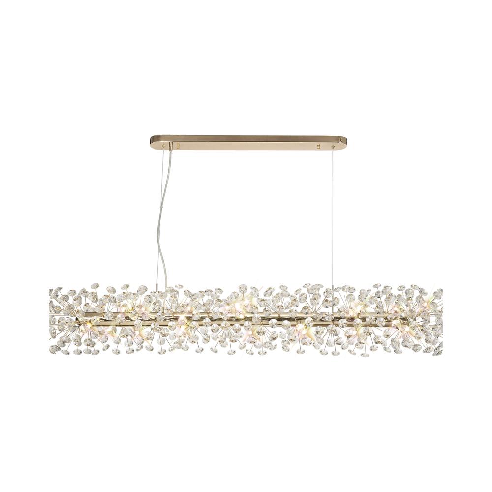 Luxuria Paramount Oblong Linear Pendant 14 Light G9 French Gold/Crystal