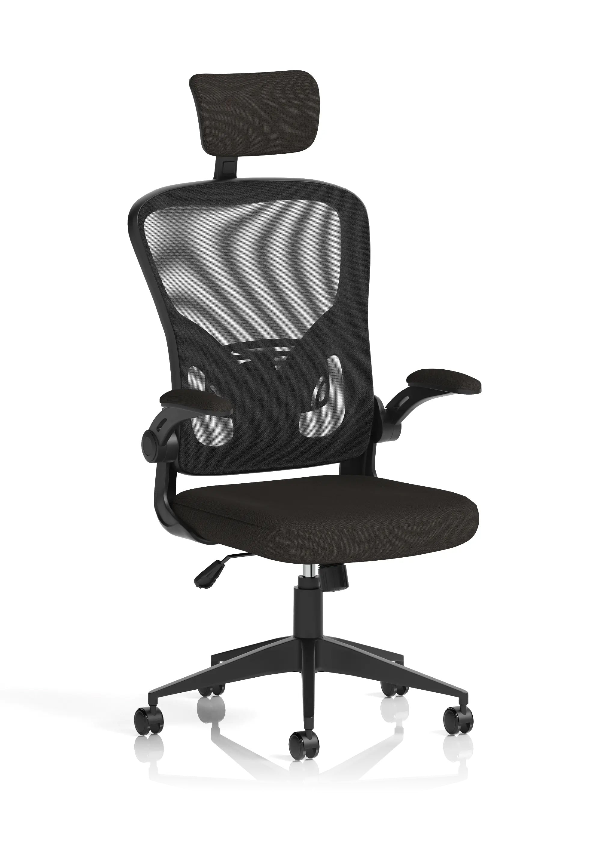Ace High Back Mesh Back Office Chair With Folding Arms and Headrest UK