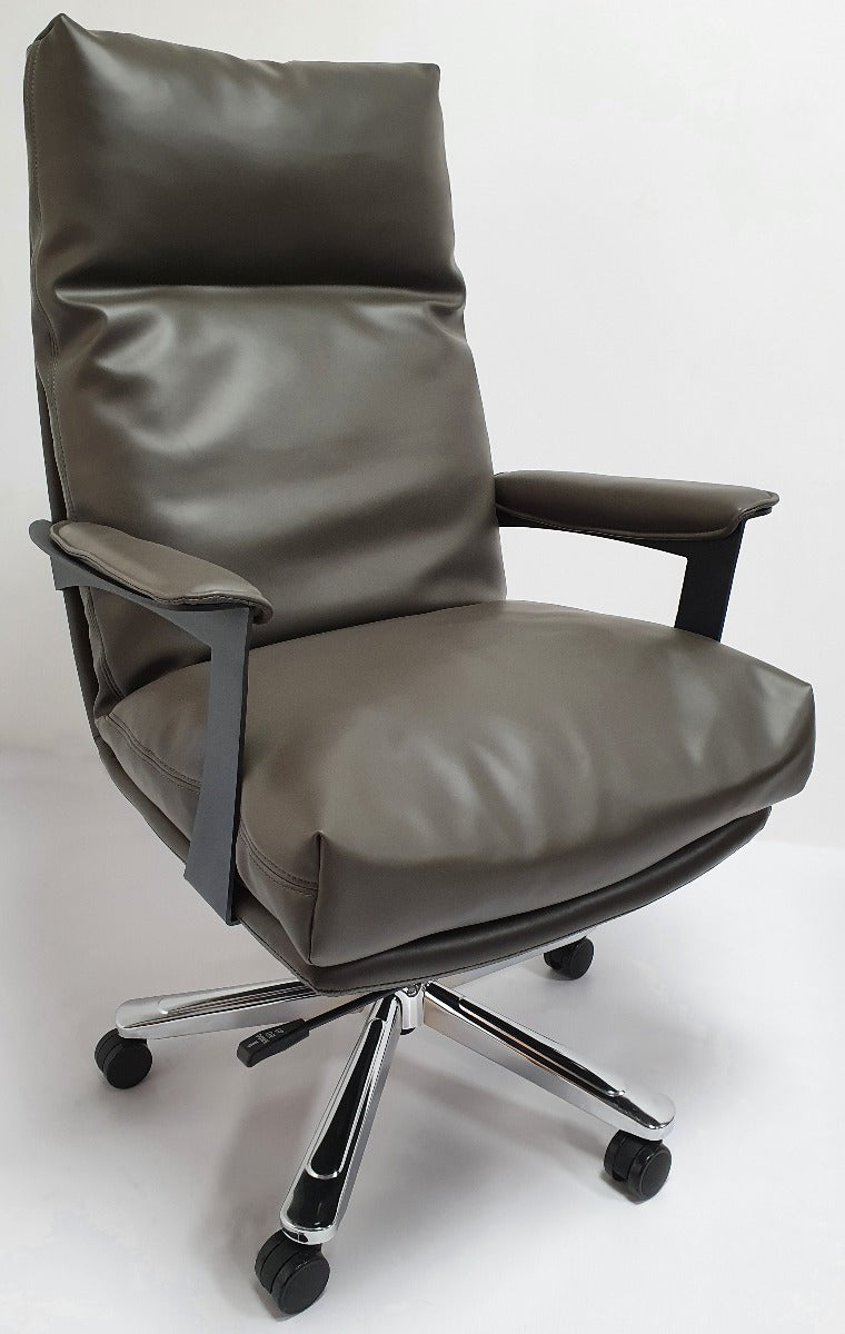 Providers Of Grey Leather Soft Padded Executive Office Chair - HB-SP-210