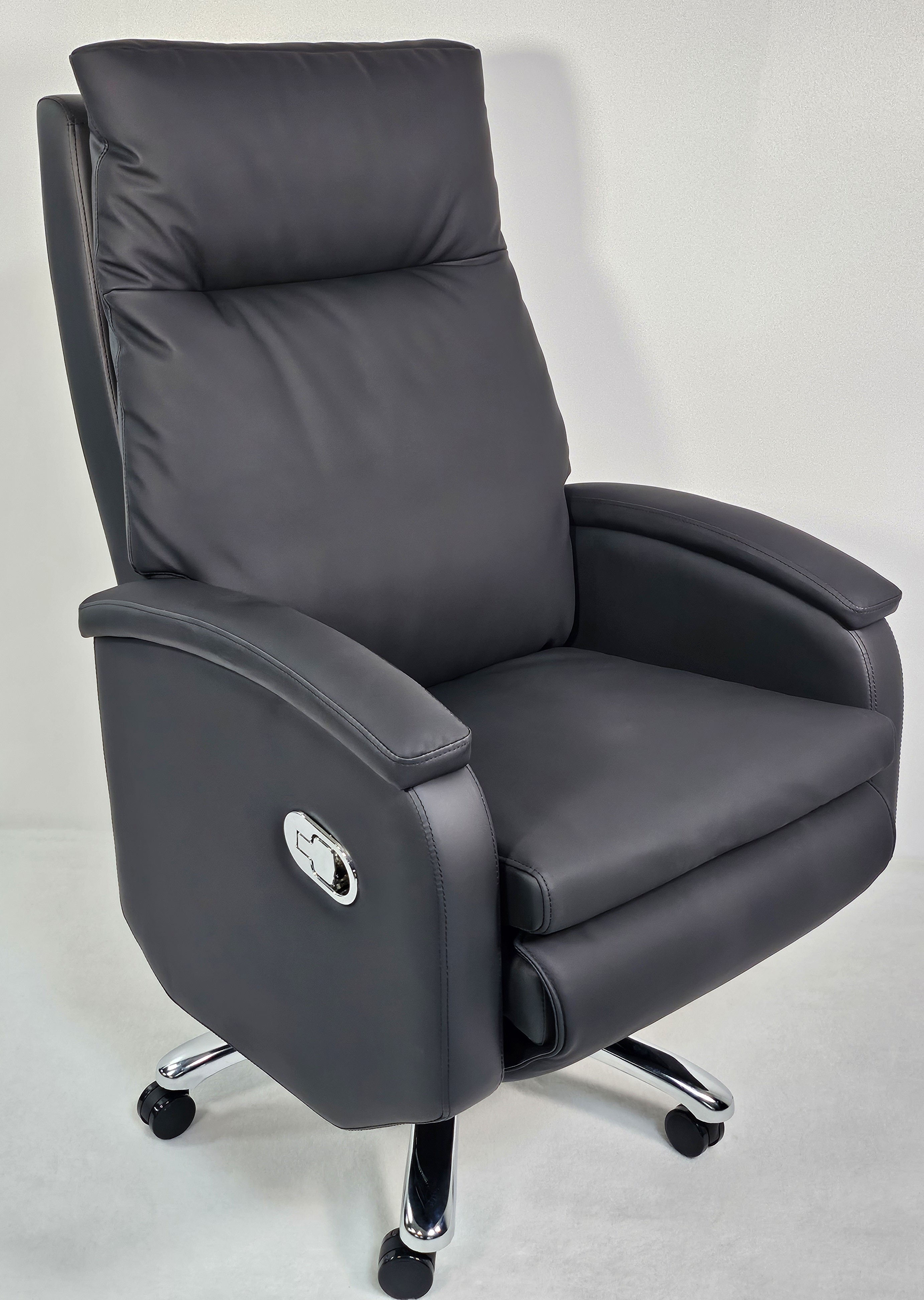 Full Reclining High Back Executive Office Chair in Black Leather - H004 Huddersfield