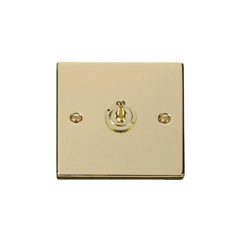 Click Deco 1 Gang 2 Way 10AX Toggle Switch Polished Brass