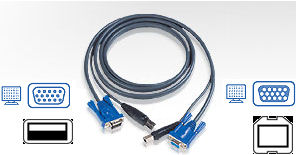 KVM-VUSB-02 2 Mtr USB KVM Cable combined ( VGA M-F / USB A-B )