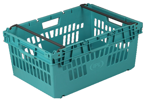 Bulk Offers 600x400x200 Bale Arm Crate Black 35 Ltr on dollies For Transportation