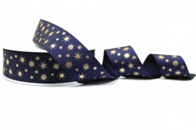 Grosgrain Ribbon - 25mm x 20m - STARS NAVY