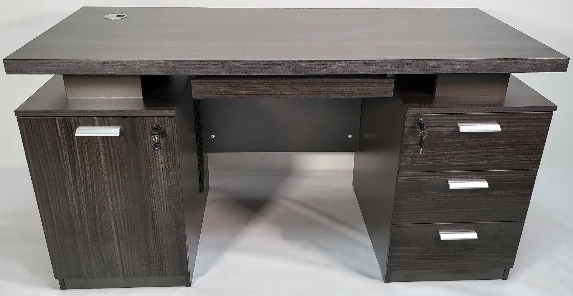 Providers Of Modern Grey Oak Executive Office Desk with Pedestal & Cupboard - 1400mm - LX-WK-D0614 North Yorkshire