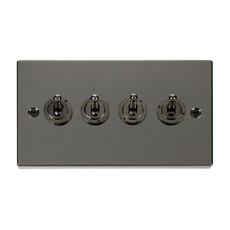 Click Deco 4 Gang 2 Way 10AX Toggle Switch Black Nickel