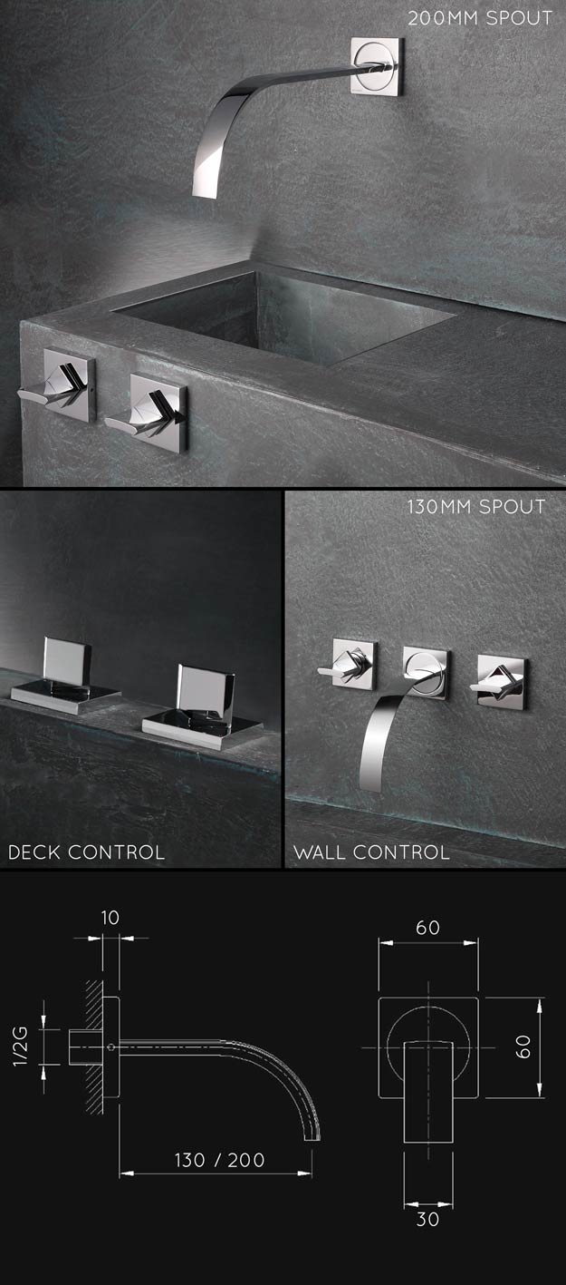 Torino Wall Mounted Basin or Bath Taps (42C)