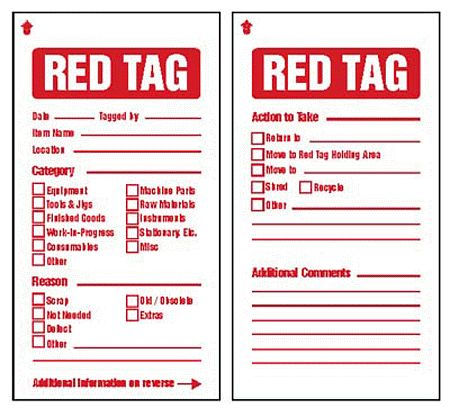 6S Red Tags 80x150mm c/w cable ties (pack of 10)