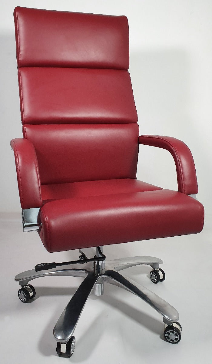 Providers Of Burgundy Leather Chrome Frame Deep Padded Executive Office Chair - HB1817-BUR Huddersfield