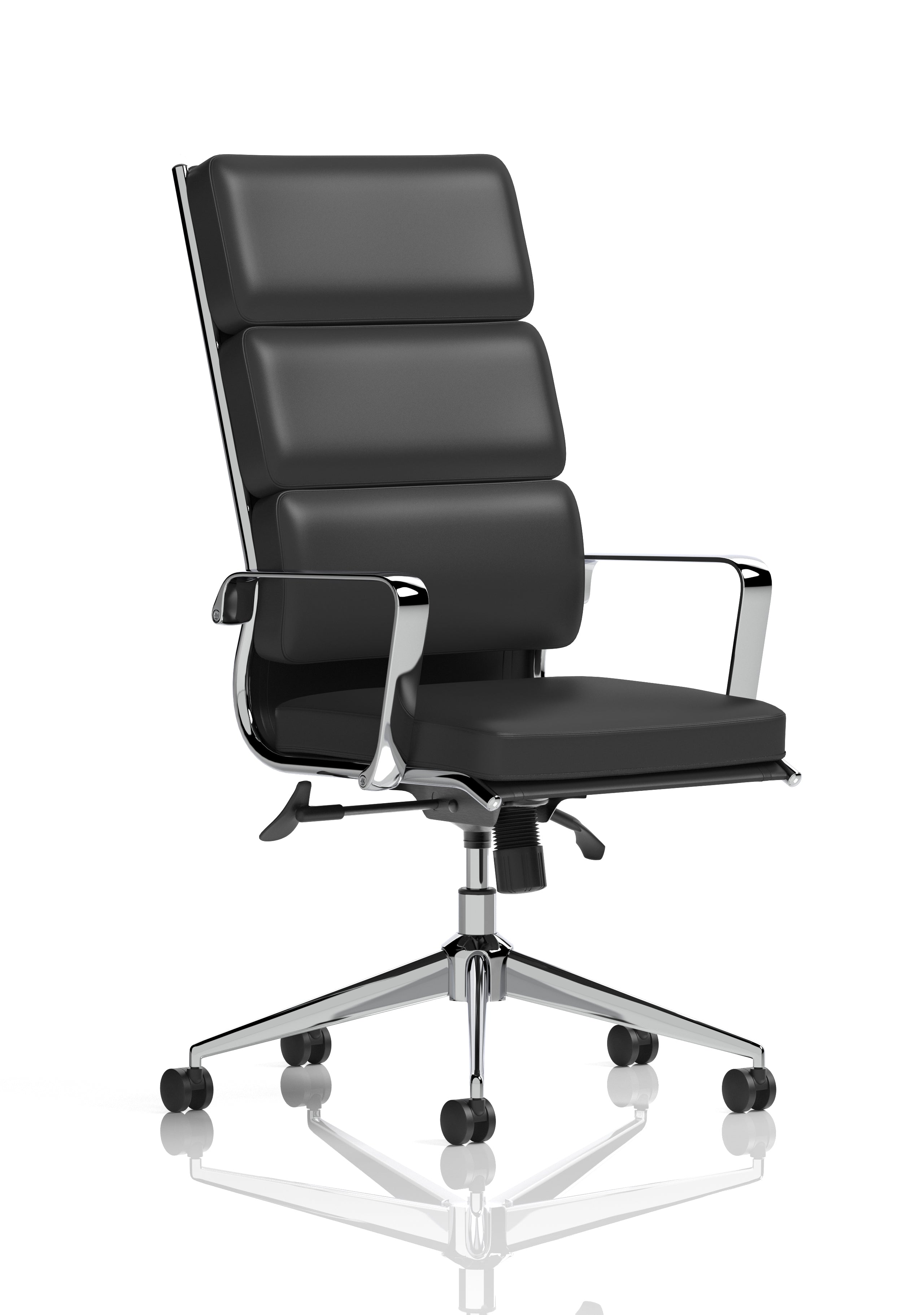 Specialising In Savoy High Back Executive Black Bonded Leather Office Chair with Fixed Chrome Arms North Yourkshire