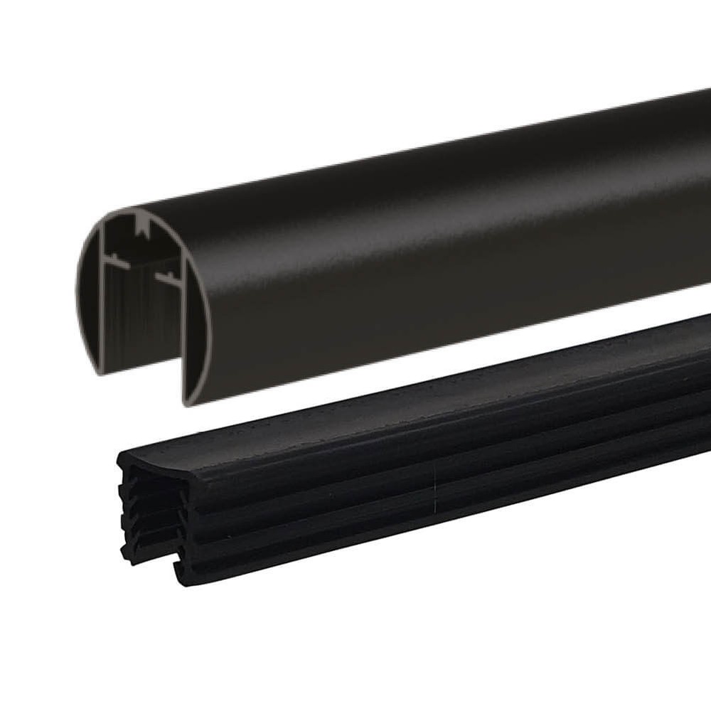 Black 707 Round Top Rail - to Suit 19mm Metre Rate - Aluminium