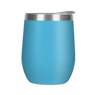 MOOD DOUBLE WALLED COFFEE CUP TUMBLER - 330ML LIGHT BLUE CYAN CLEAR TRANSPARENT LID.