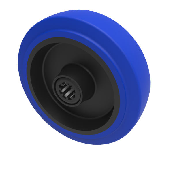 Blue Elastic Rubber 65ShoreA 125mm Roller Bearing Wheel 250kg Load