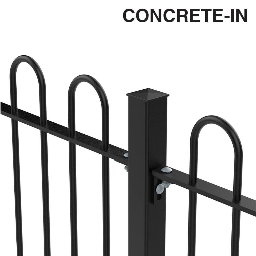 1500mm Bow Top Concrete-in Fence p/m16mm Bars - PPC Black