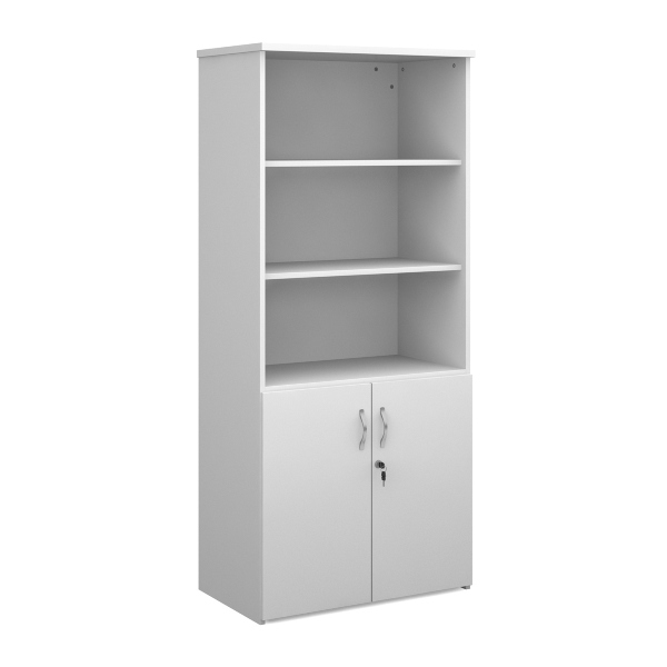 Duo Combination Unit with Open Top 4 Shelves - White