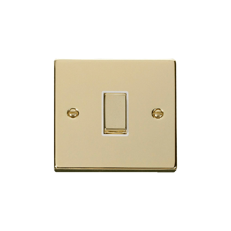 Click Deco 1 Gang 10AX Intermediate Ingot Switch Polished Brass White Inserts