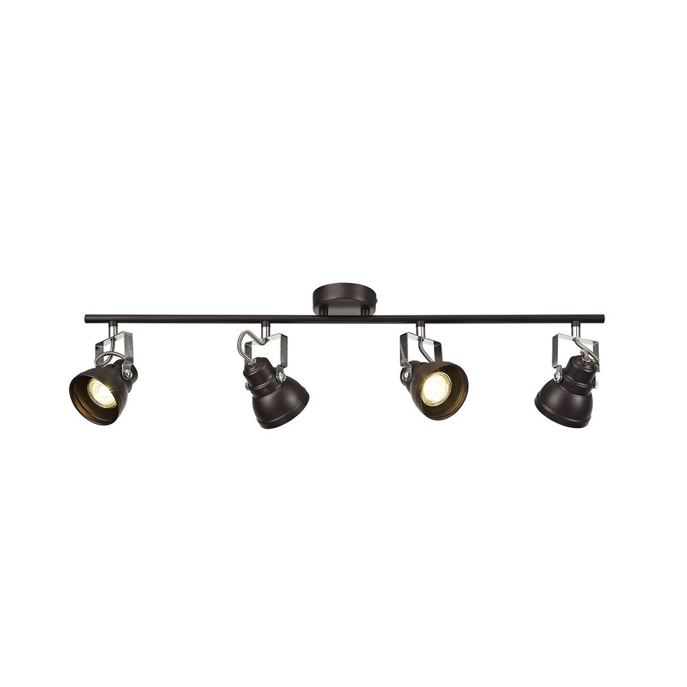 Luxuria Praxis Adjustable Linear Bar Spotlight 4xGU10 (Max 10W LED) Oiled Bronze/Polished Chrome