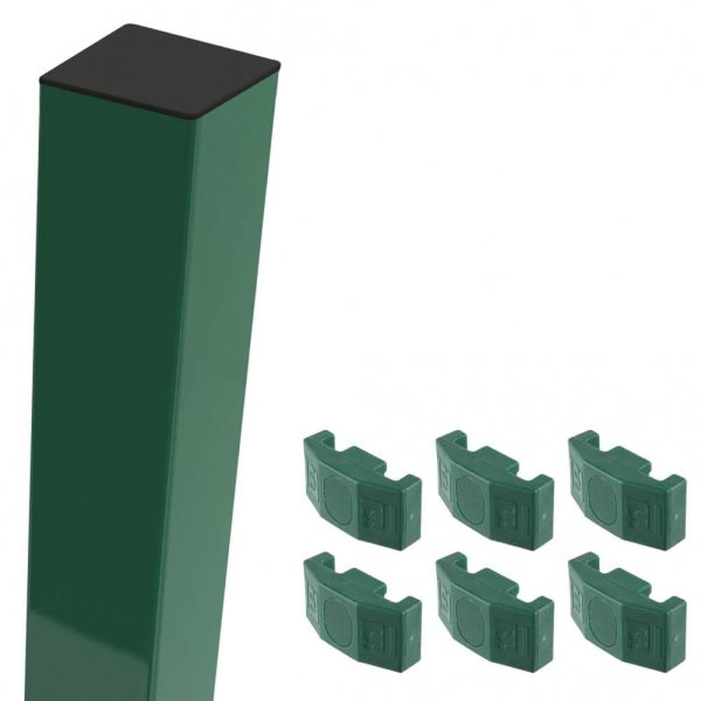 Green Corner Post For 0.9m High FenceWith Fixings (1.5m Overall Length)