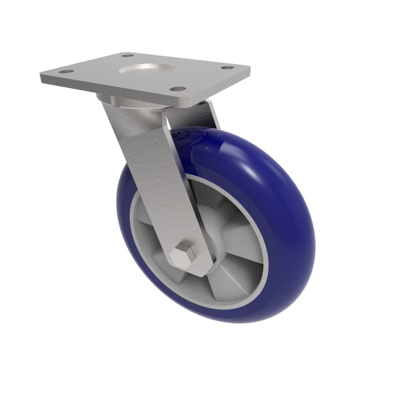 Softer Ergonomic Polyurethane Plate Swivel Castor 250mm 800kg Load