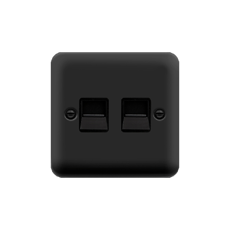 Click Deco Plus Twin Telephone Outlet (Secondary) Matt Black Black Inserts