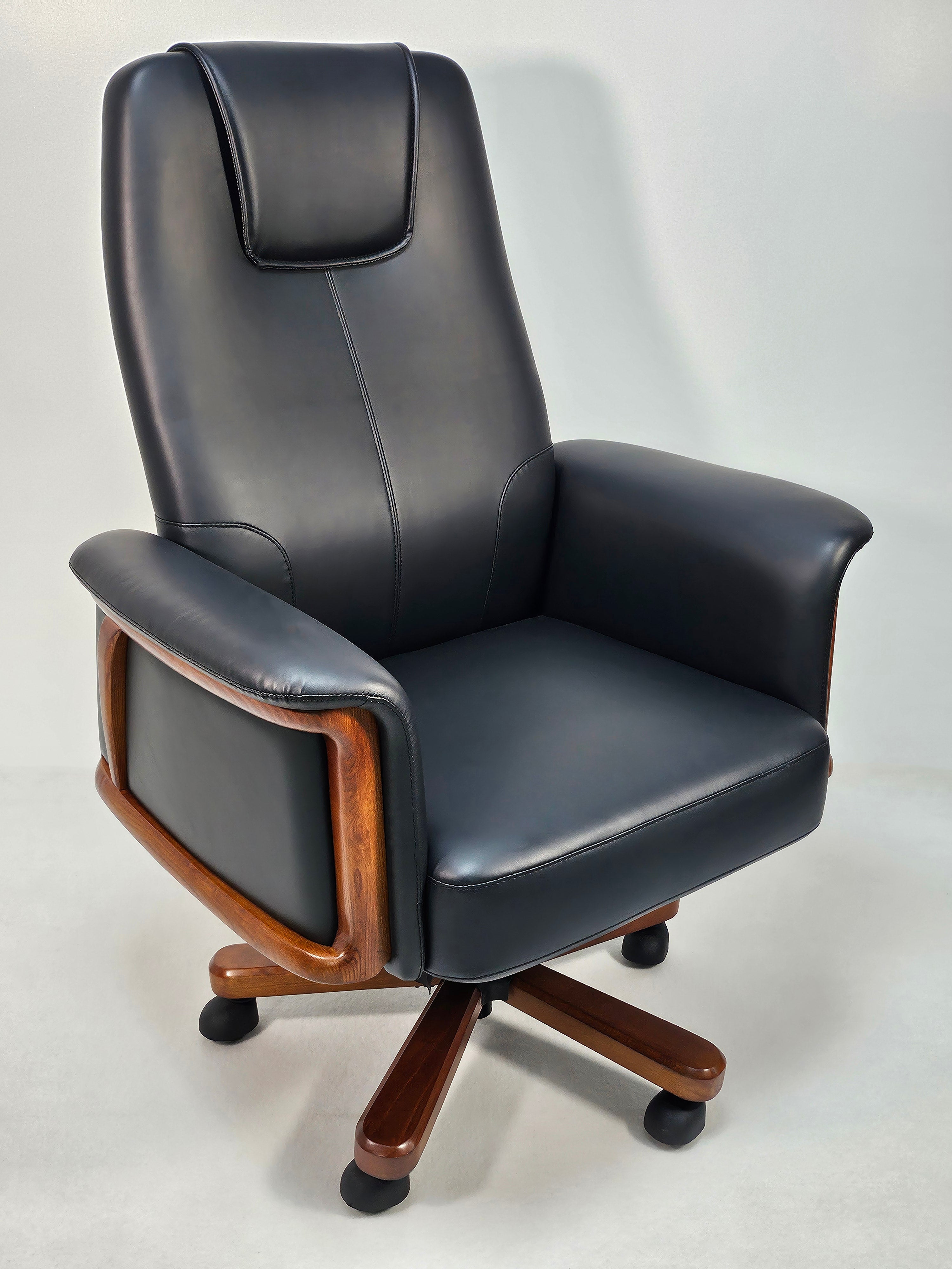 Providers Of Black Leather Executive Office Chair with Solid Wood Detailing - ZX-006 North Yourkshire