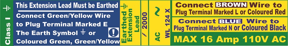 WL124 X - Wiring Code 16a 110v Ext Lead
[WL124X]