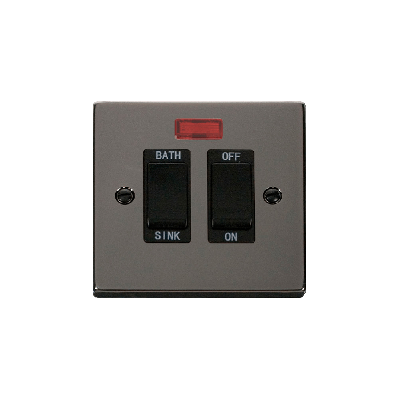 Click Deco 20A DP Sink/Bath Switch with Neon Black Nickel Insert Black