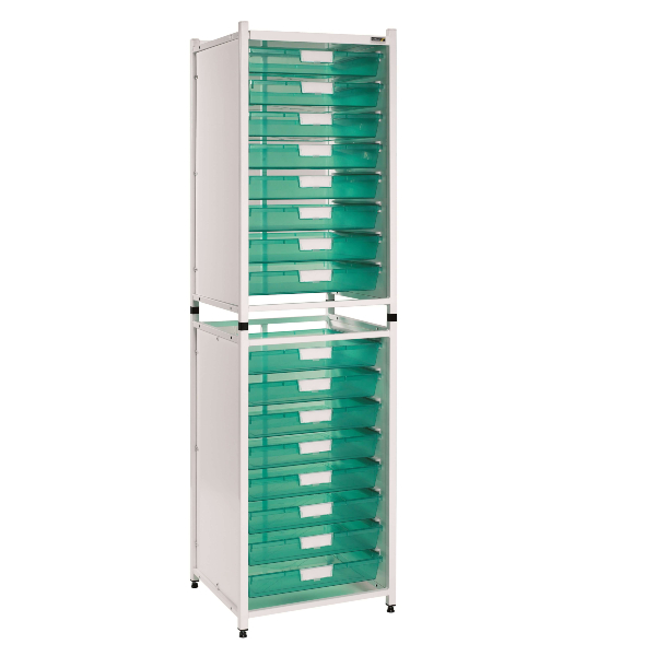 High Level Storage System with 16 Shallow Trays - Green