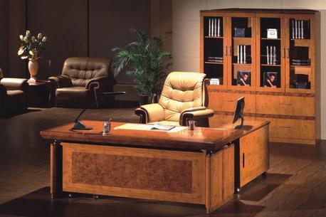 Executive Desk In Two Tone Yew Finish with Pedestal and Return - HSN-1860 Near Me