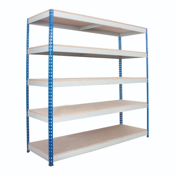 Heavy Rivet Racking with 5 Grey Shelves - 1830 x 1830 x 610mm (HxWxD)