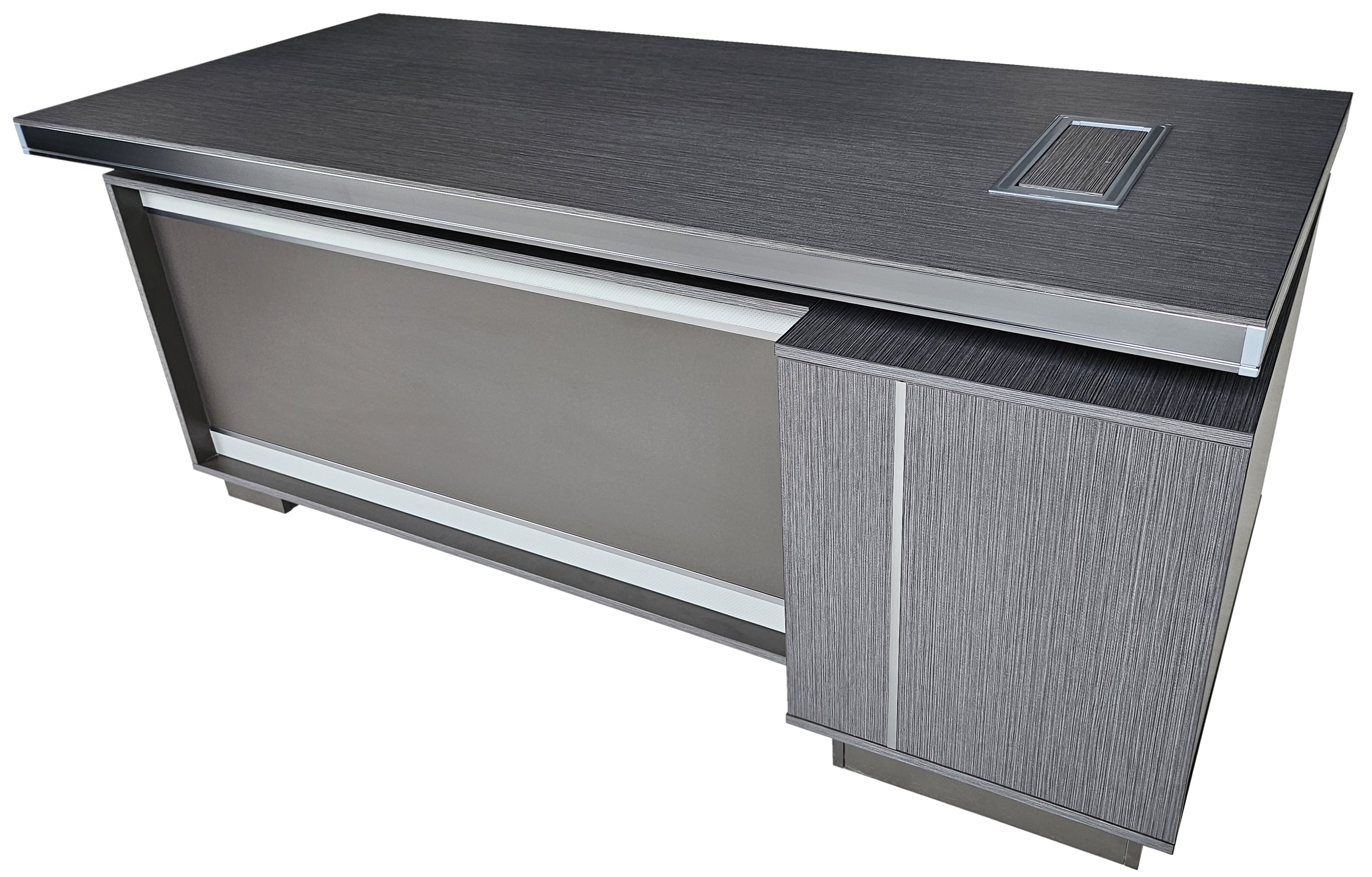 Providers Of Modern Grey Aluminium Edged Melamine Straight Executive Office Desk with Full Length Top - 2000mm - WKO-FL-S-D0520