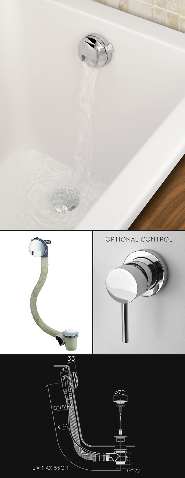 Fresh Overflow Bath Filler Tap (47N)