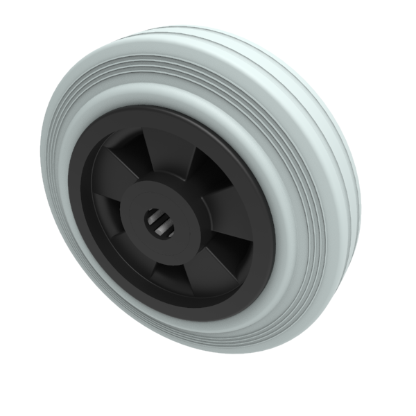 Grey Rubber Polypropylene 150mm Roller Bearing Wheel 110kg Load