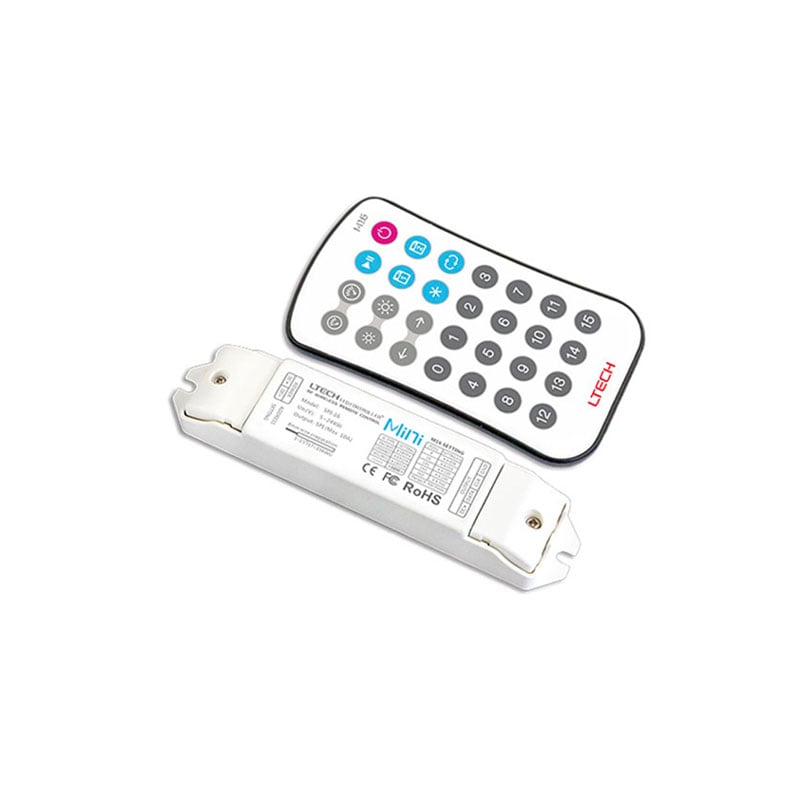 Integral RF Receiver and Remote Button Digital RGB Pixel Controller