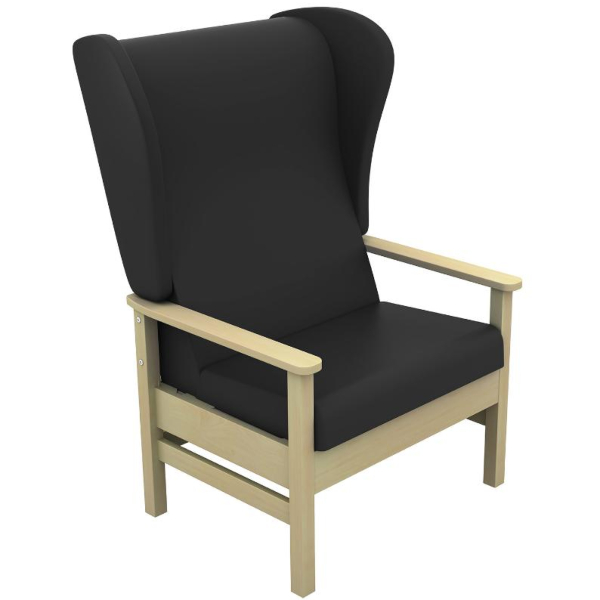 Atlas High Back Bariatric Arm Chair with Wings - Black
