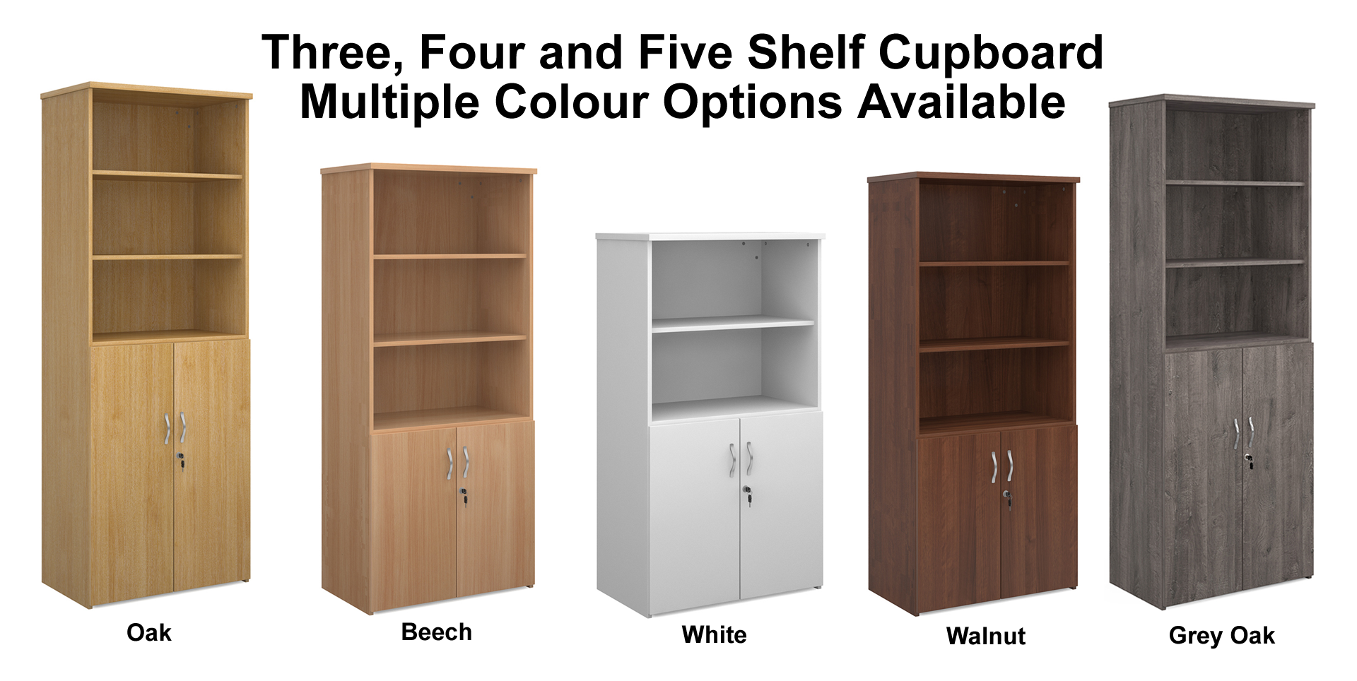 Universal Three, Four or Five Shelf 800mm Wide Combination Bookcase UK