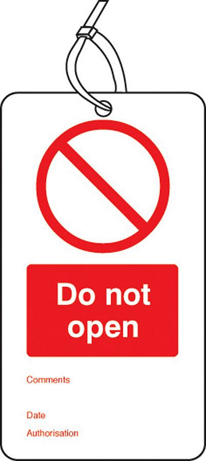 Do not open double sided safety tags (pack of 10)