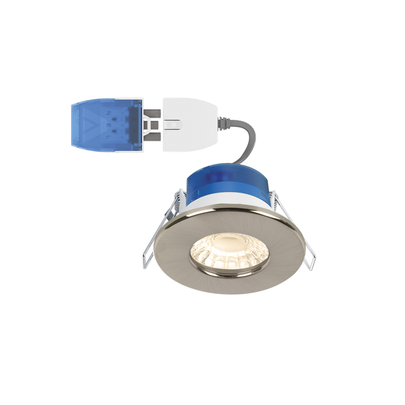 Aurora R6 FastRFix Fixed 6W Fire Rated LED Downlight Satin Nickel 3000K