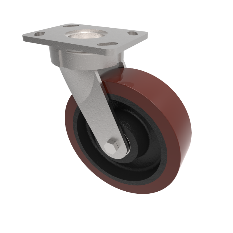 Polyurethane Cast Iron Plate Swivel Castor 200mm 1300kg Load