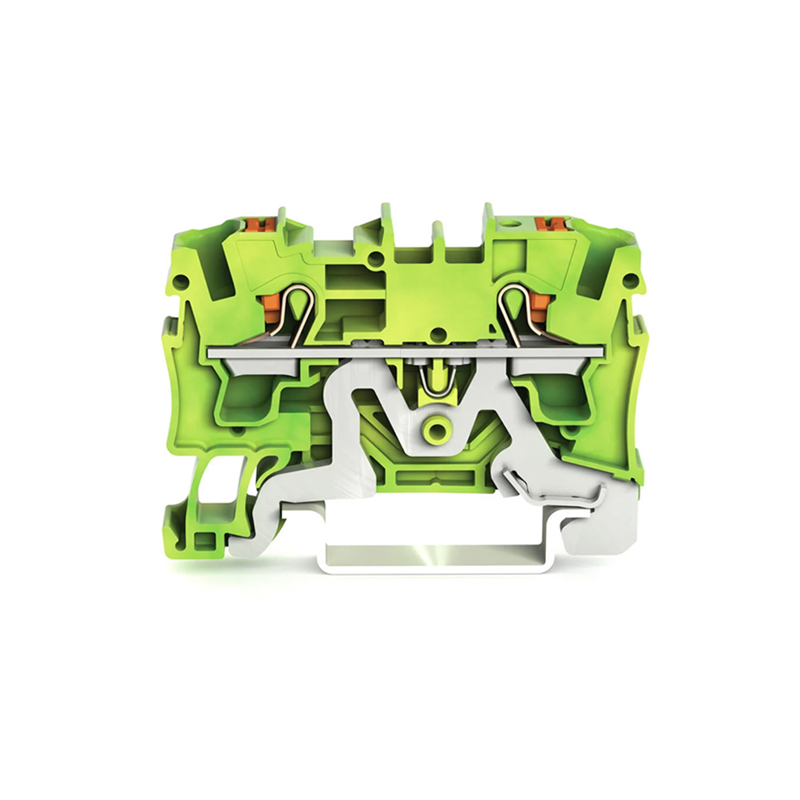 Wago Push Button Din Rail Through Terminal 4mm Green/Yellow