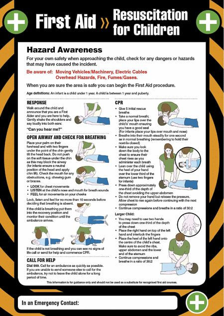 First aid resuscitation for children 420x594mm poster