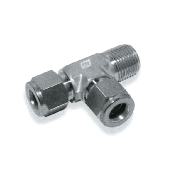 12mm OD Hy-Lok x 1/2" NPT Male Run Tee 316 Stainless Steel