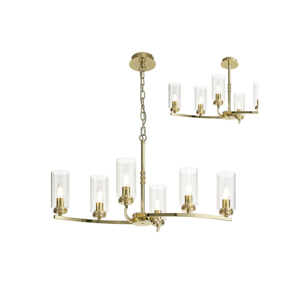 Luxuria Lei Rectangular Pendant/Semi Flush 6xE14 Polished Gold