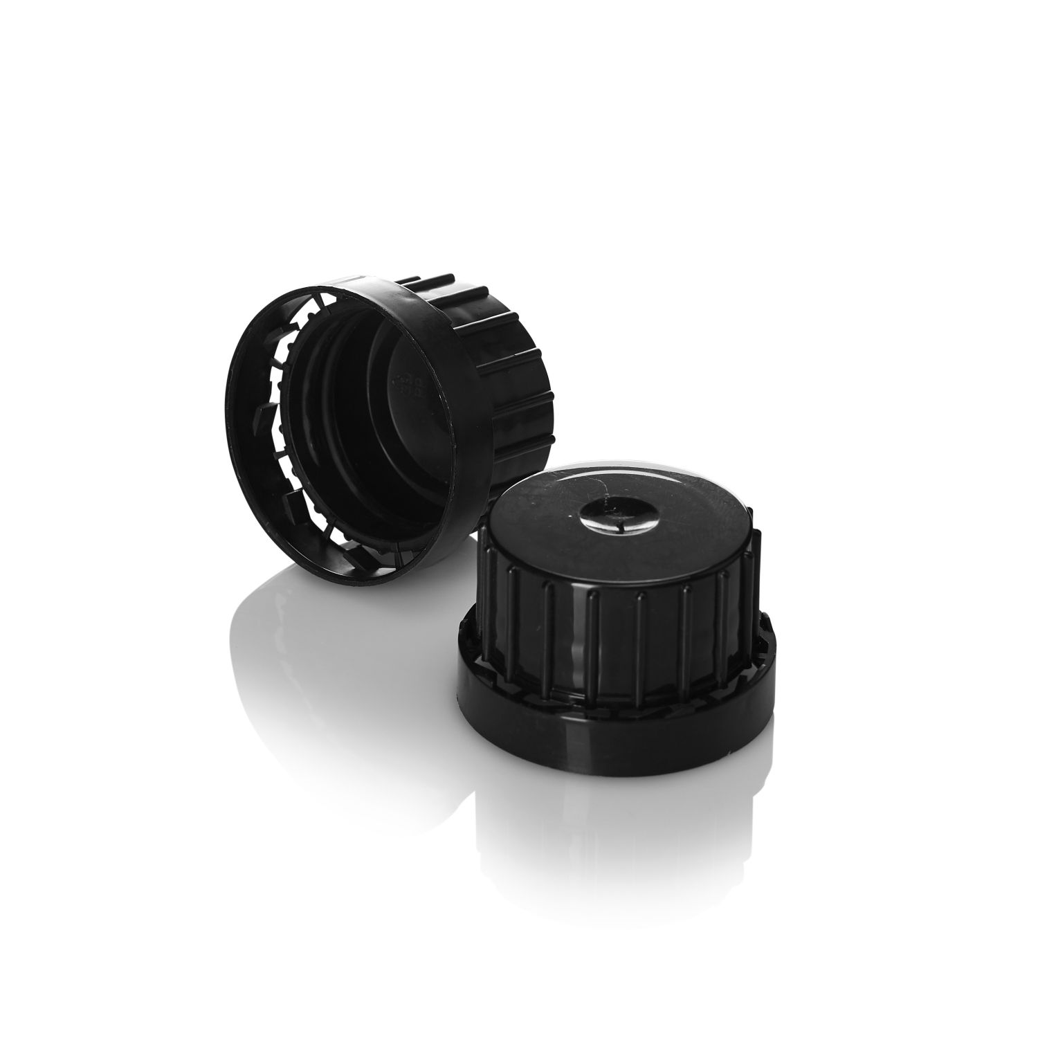 Stockists Of 32/415 Black Tamper Evident Screw Cap - Ribbed